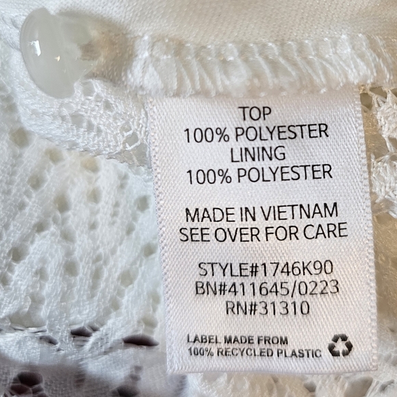 NWOT The General Good Elegant White Lace Button-Up Top, MED - Picture 7 of 9